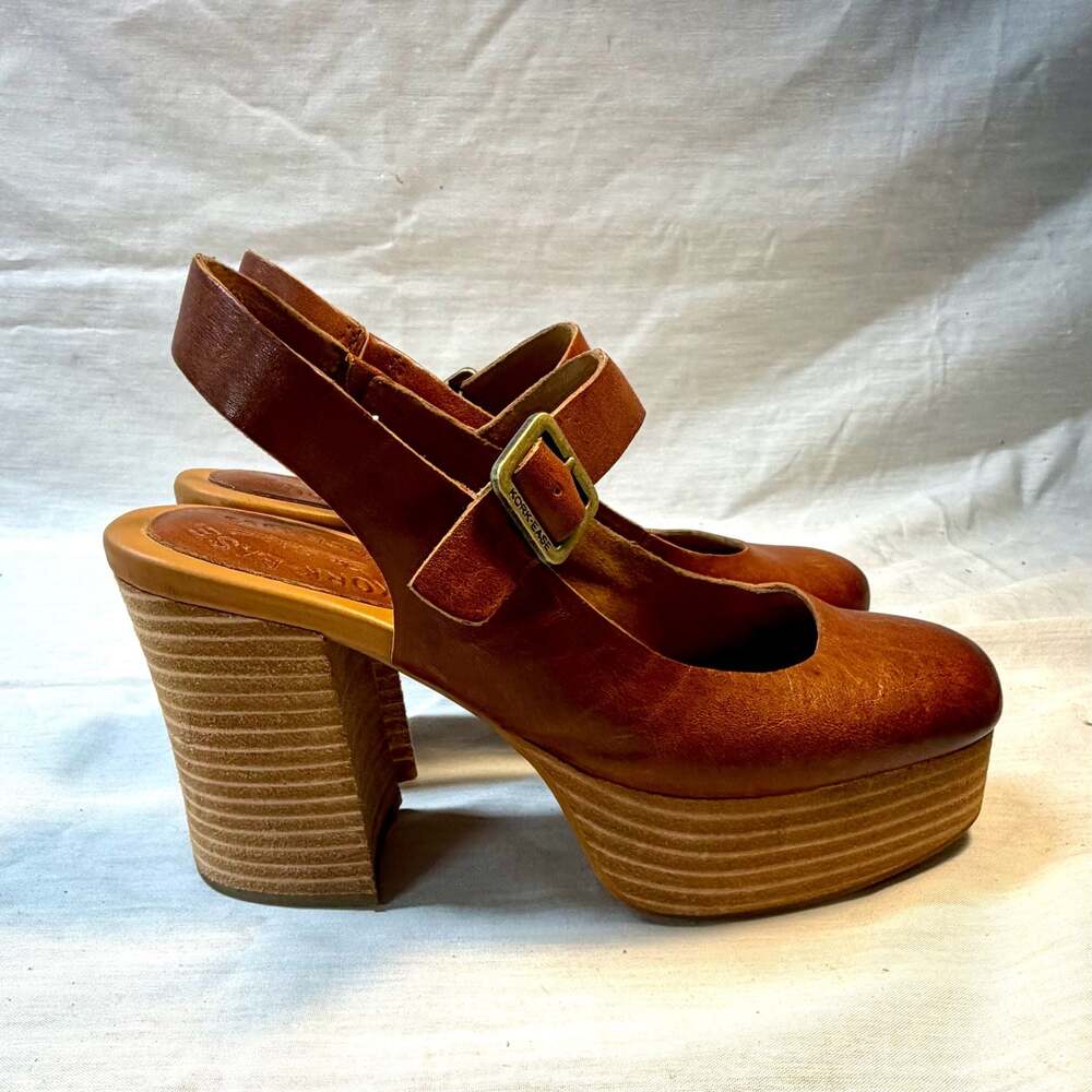 Kork-Ease Vanya Tan Leather Mary Jane Platform Wedge Sandals Size 7M - Picture 3 of 11